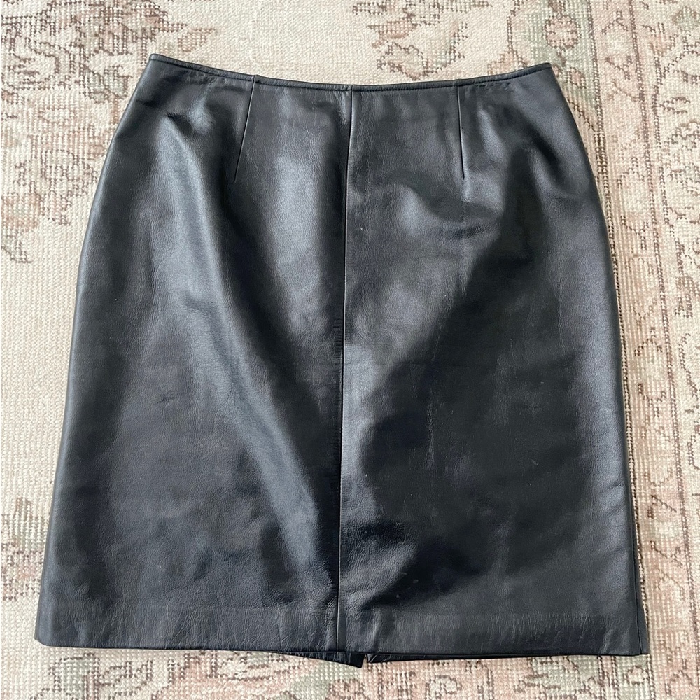 High Waist Vintage Leather Skirt
